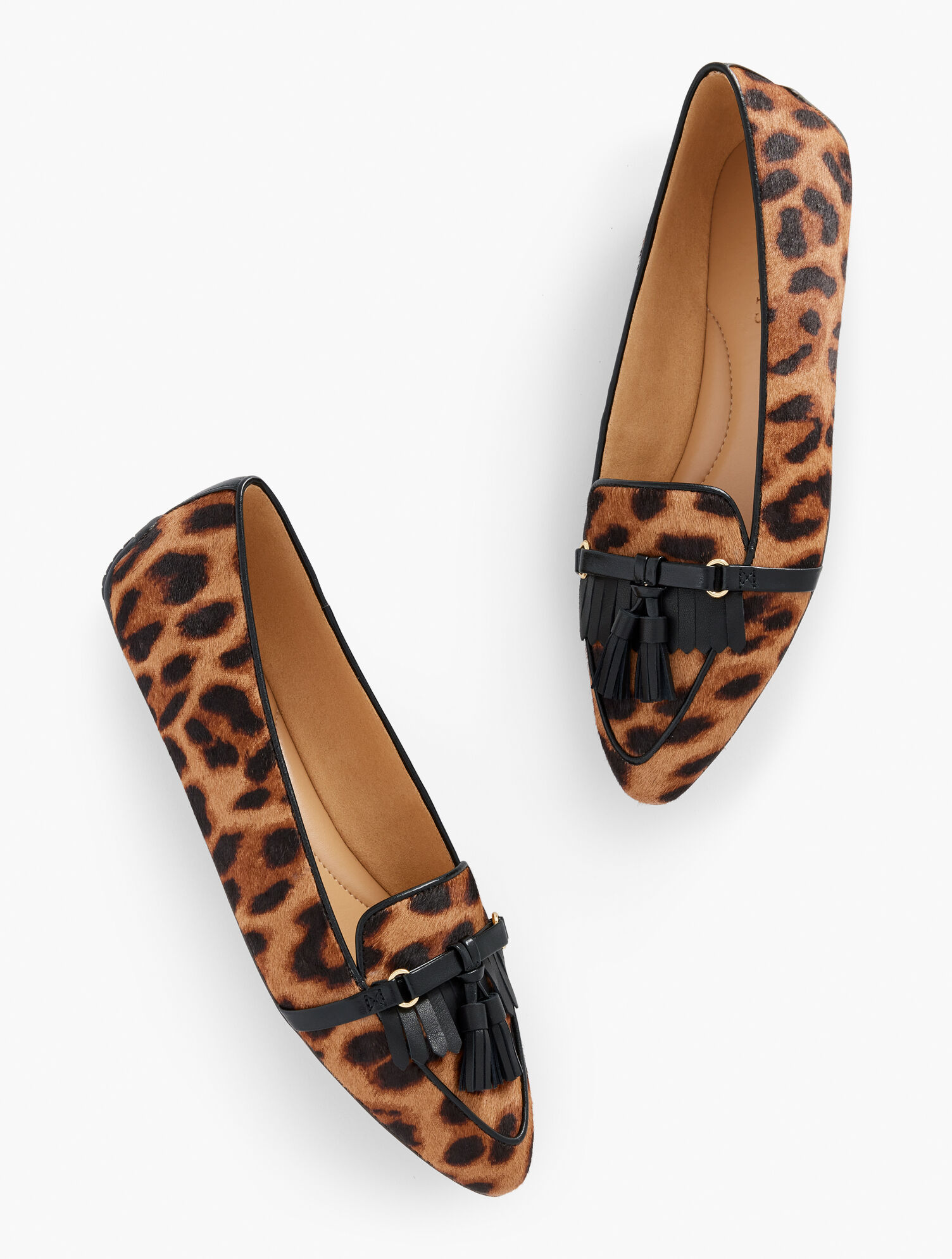 Francesca Tassel Driving Flats - Calf Hair Leopard