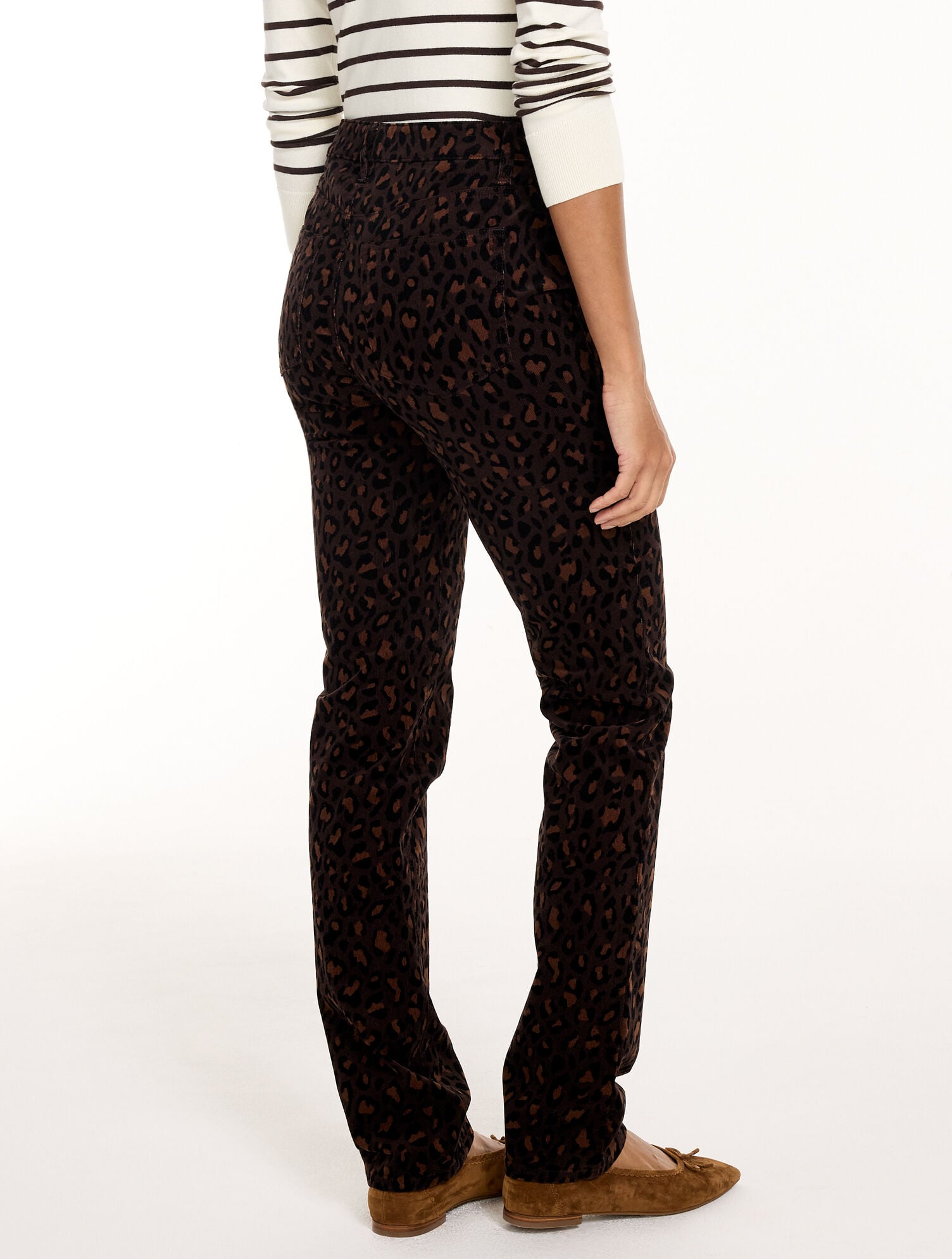 Stretch Corduroy Straight Leg Pants - Fabulous Leopard - thumbnail 3