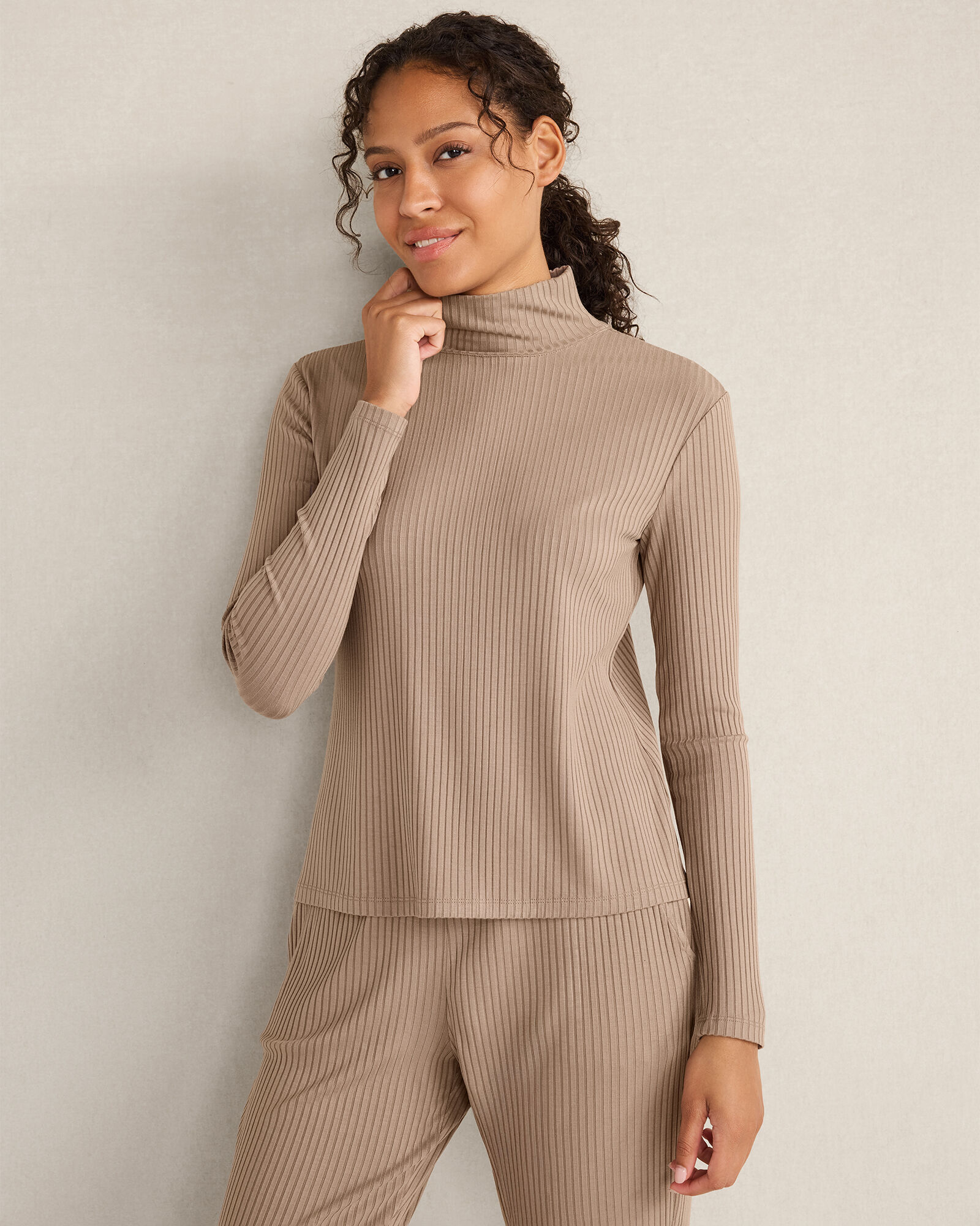 Drapey Rib Knit Turtleneck