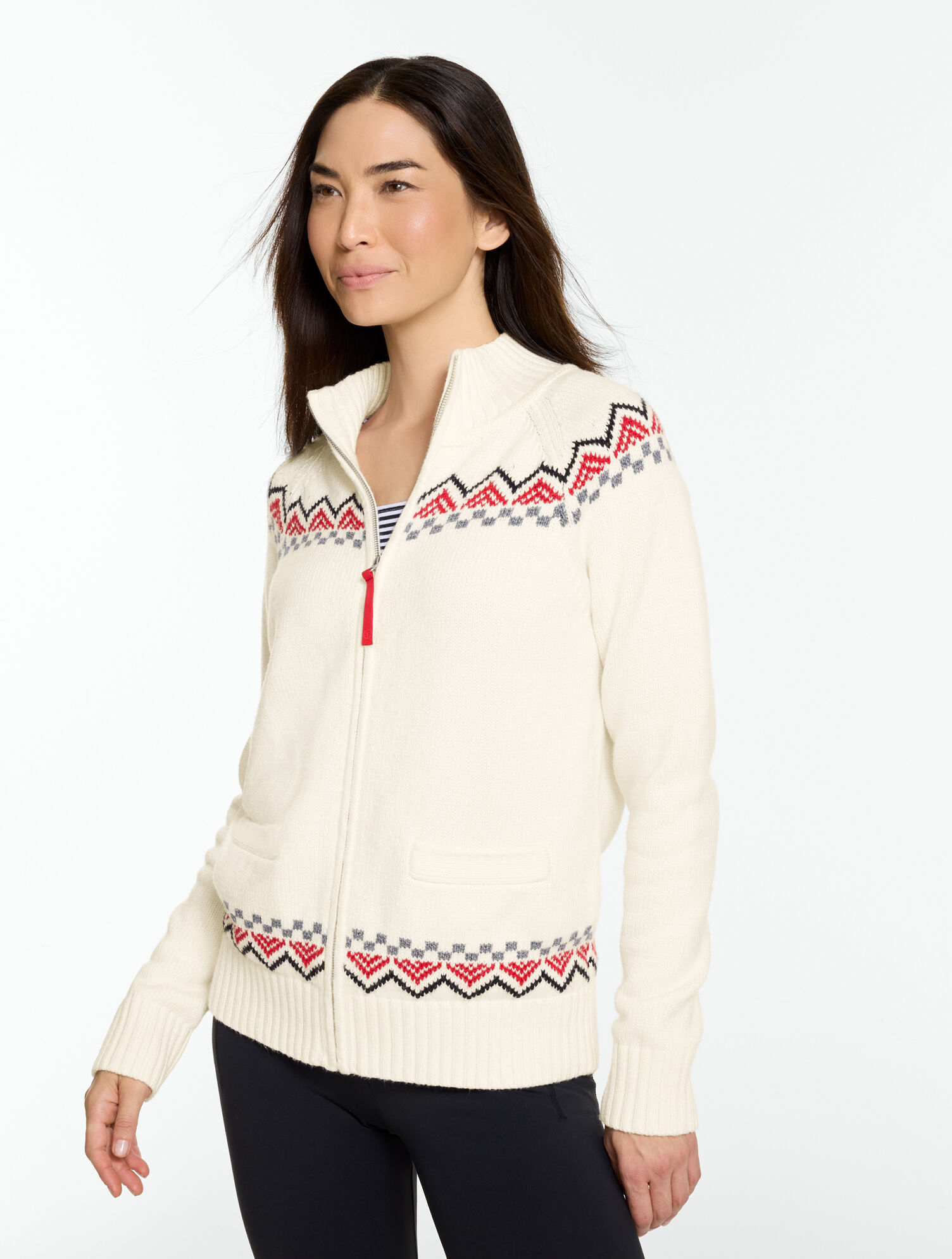 Snowflake Full-Zip Mockneck Sweater