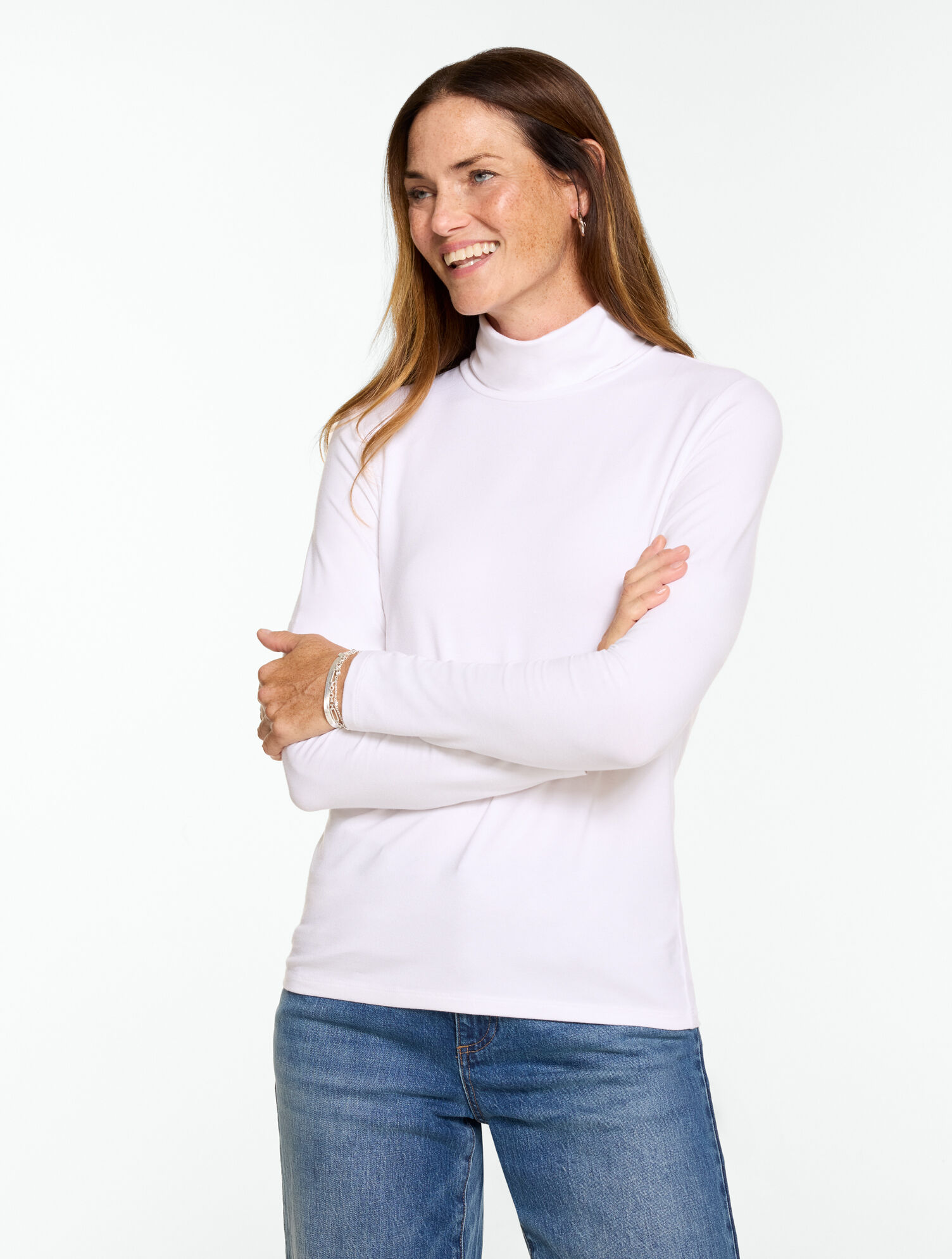 Platinum Jersey Turtleneck Top