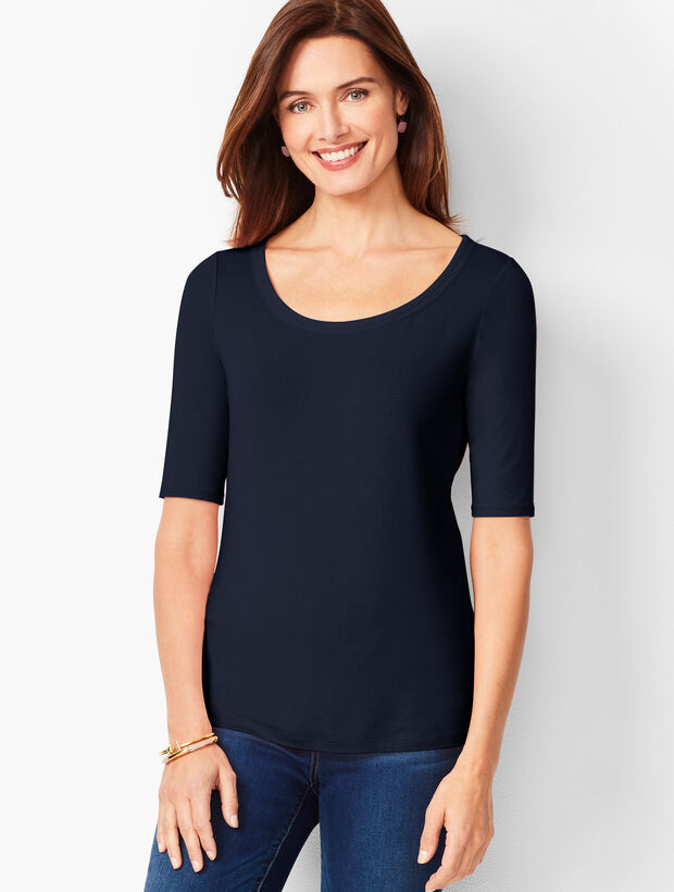 Platinum Jersey Scoop-Neck Top - Solid
