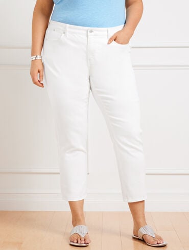 Crop Straight Leg Jeans  - White