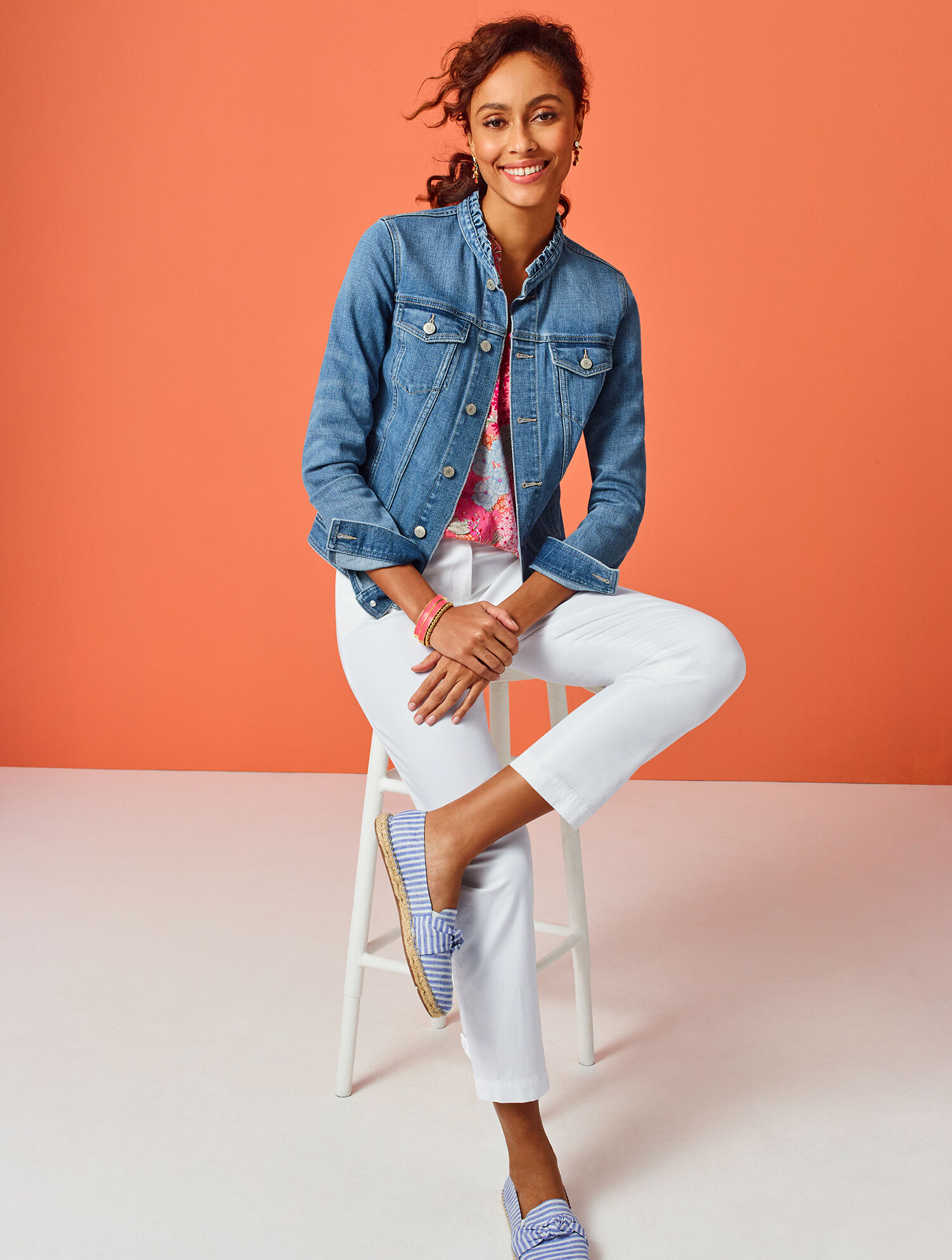 Ruffle Denim Jacket - Johanna Wash