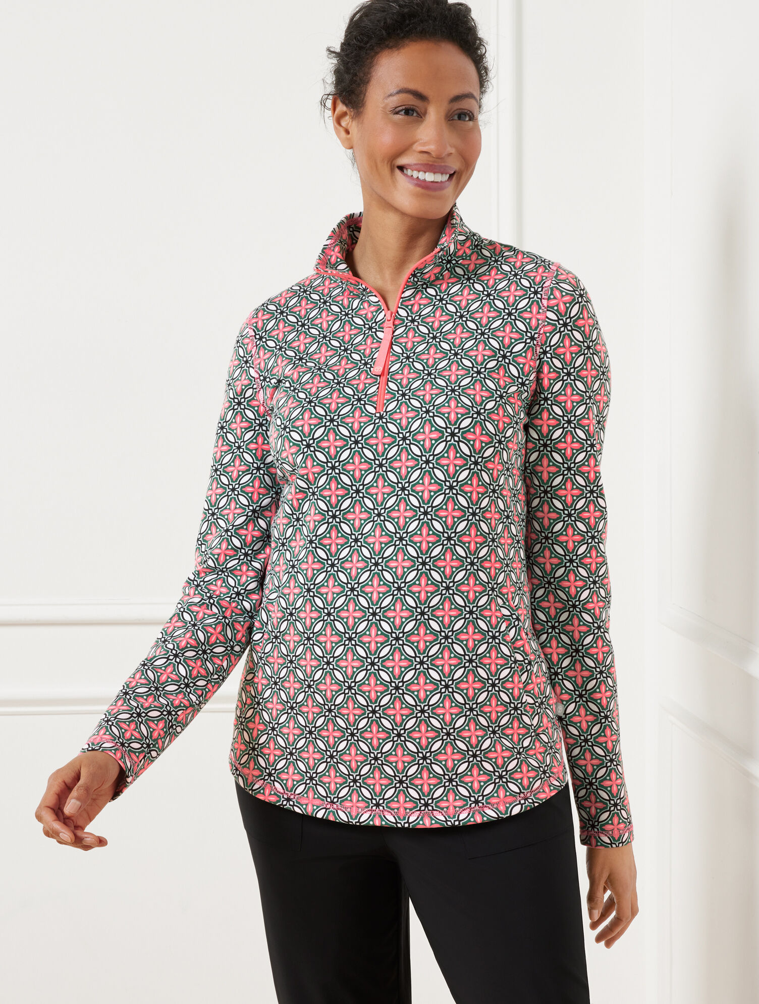 Modal French Terry Half-Zip Pullover - High Tide Tile | Talbots