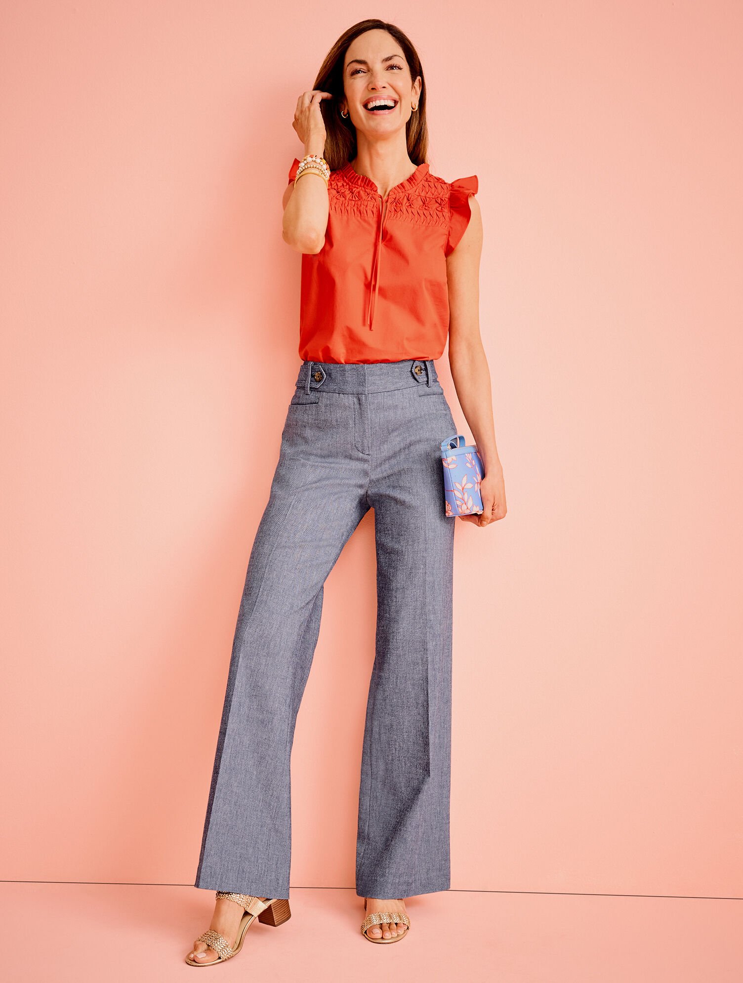 Belted Wide Leg Pants Talbots - Main Image