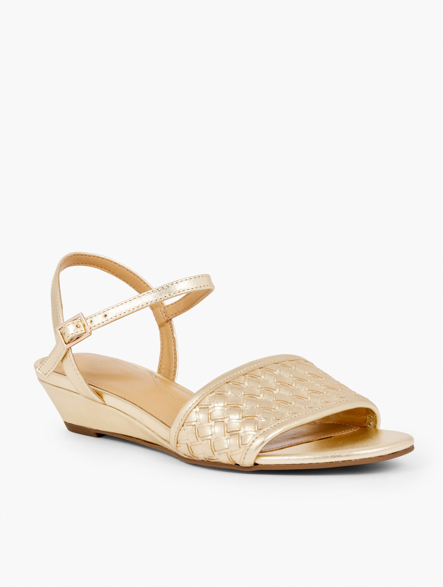 Capri Woven Leather Wedge Sandals - Metallic | Talbots
