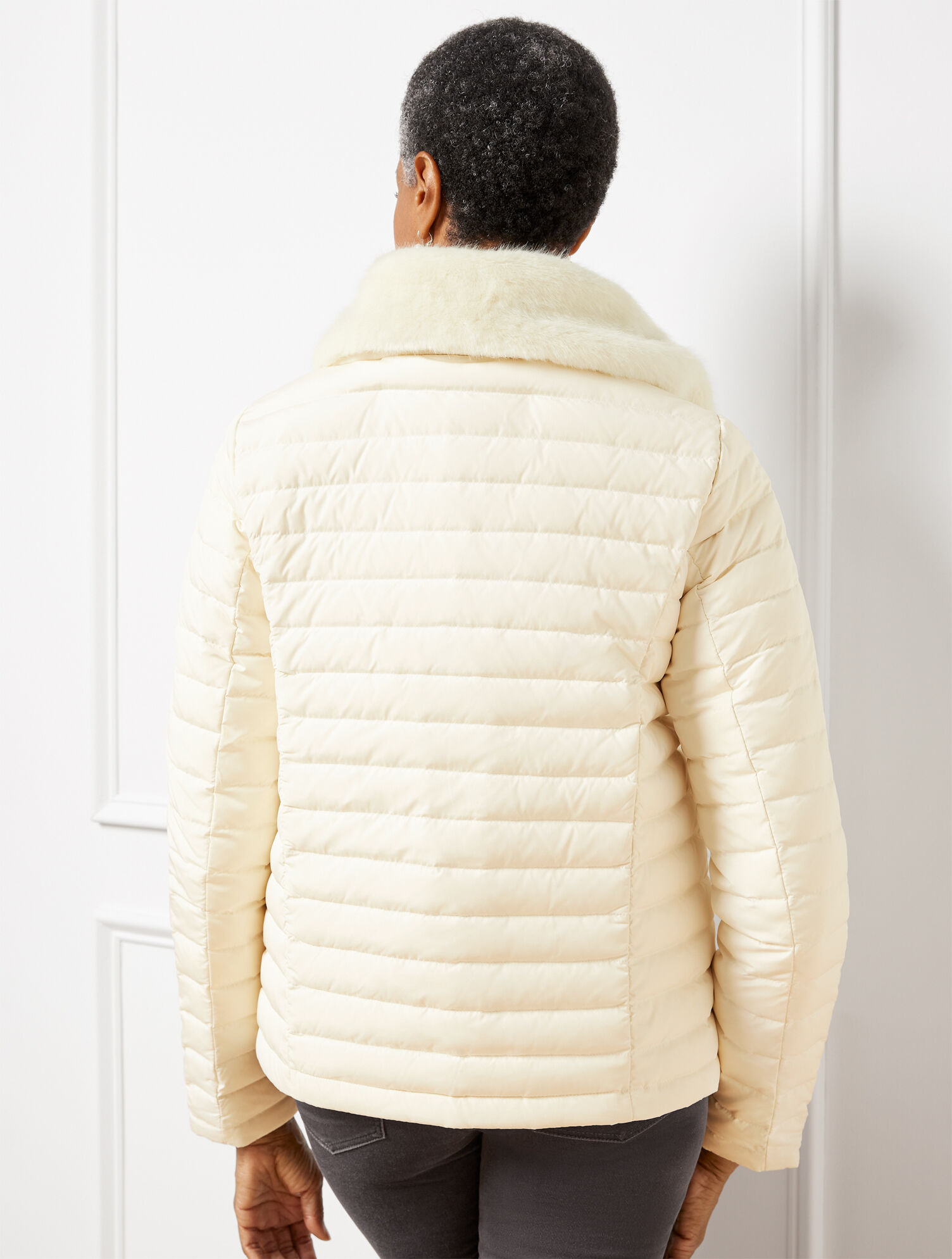 Faux Fur Collar Quilted Jacket