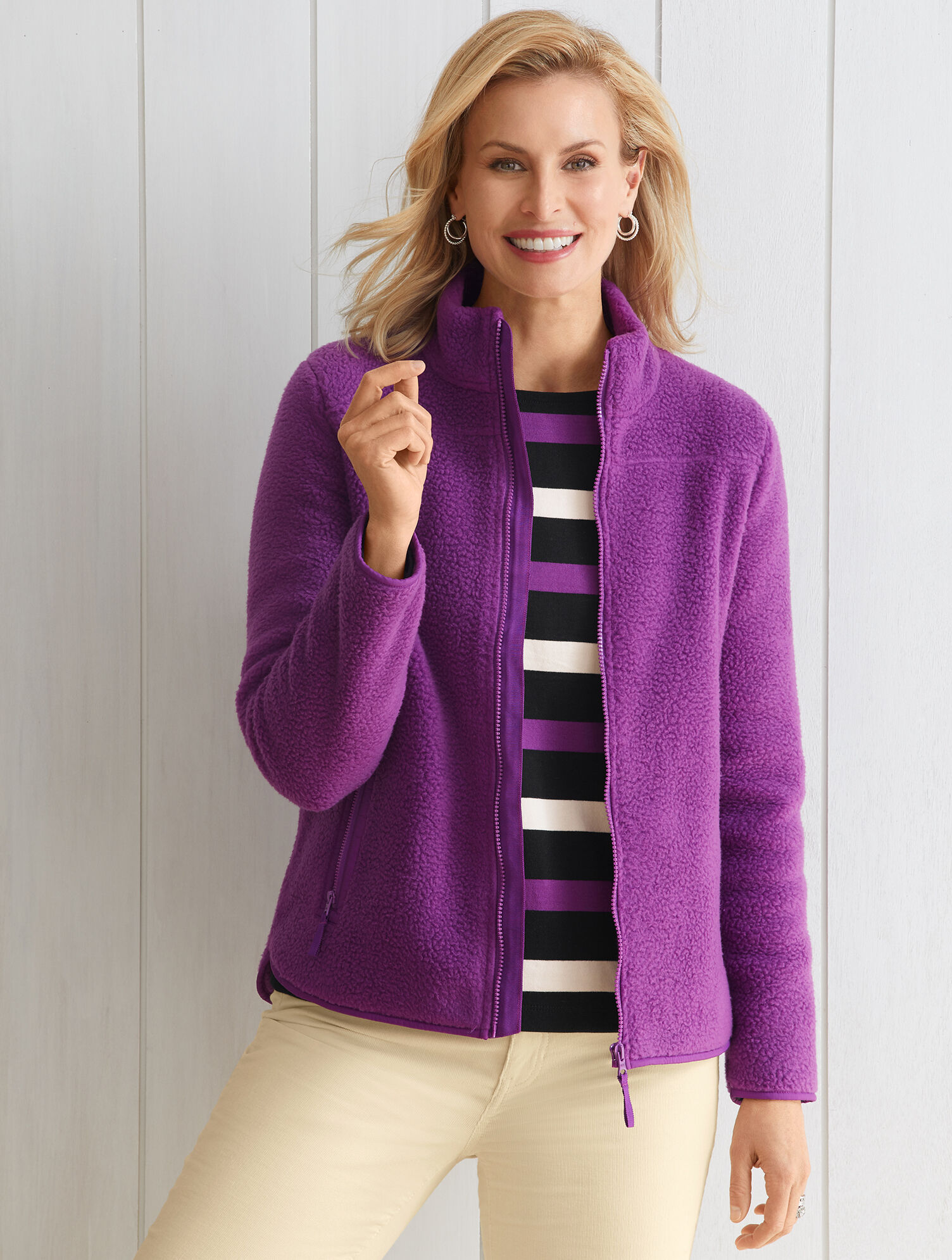 Sherpa Woven Trim Jacket - Solid