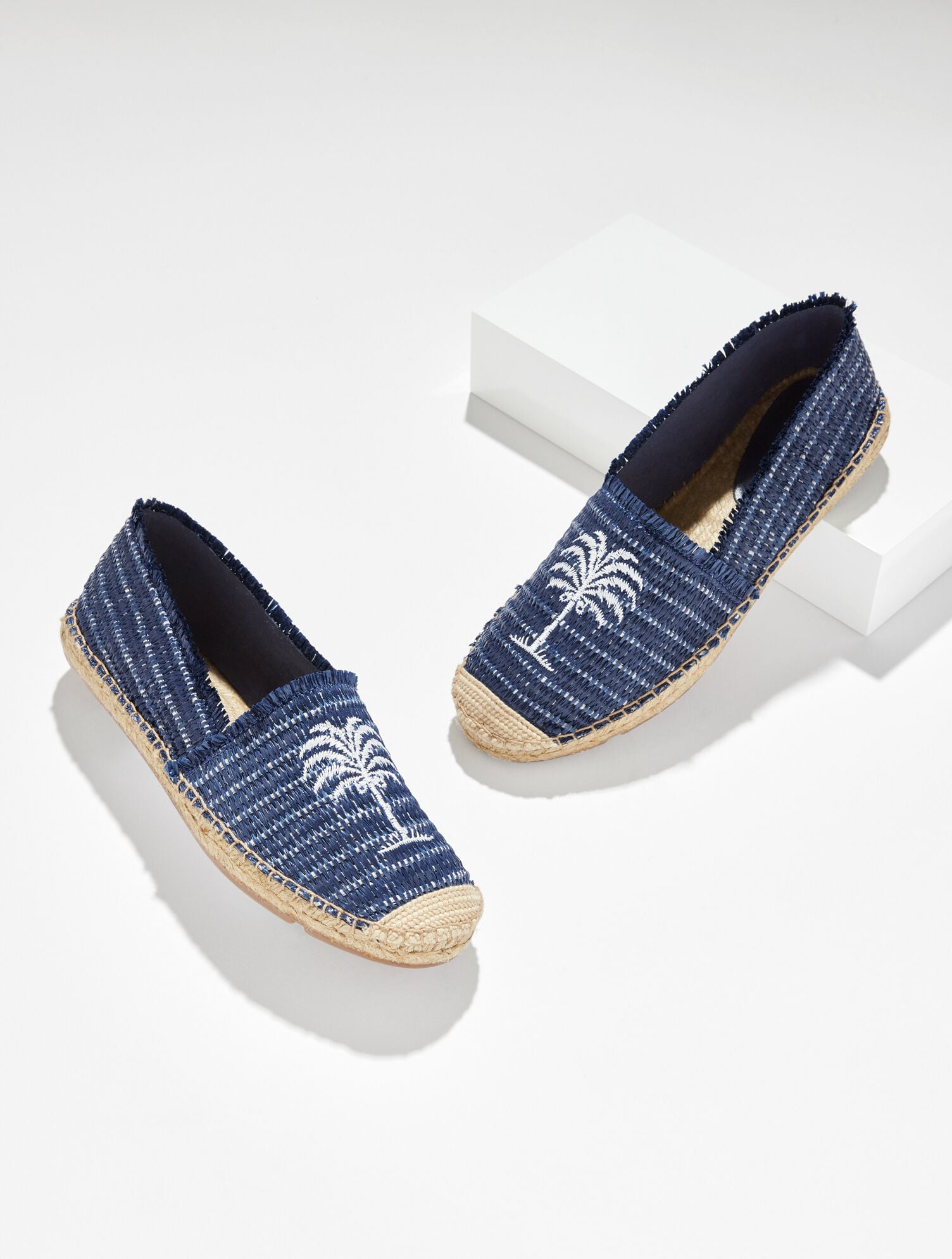 Izzy Raffia Espadrille Flats - Palm Tree