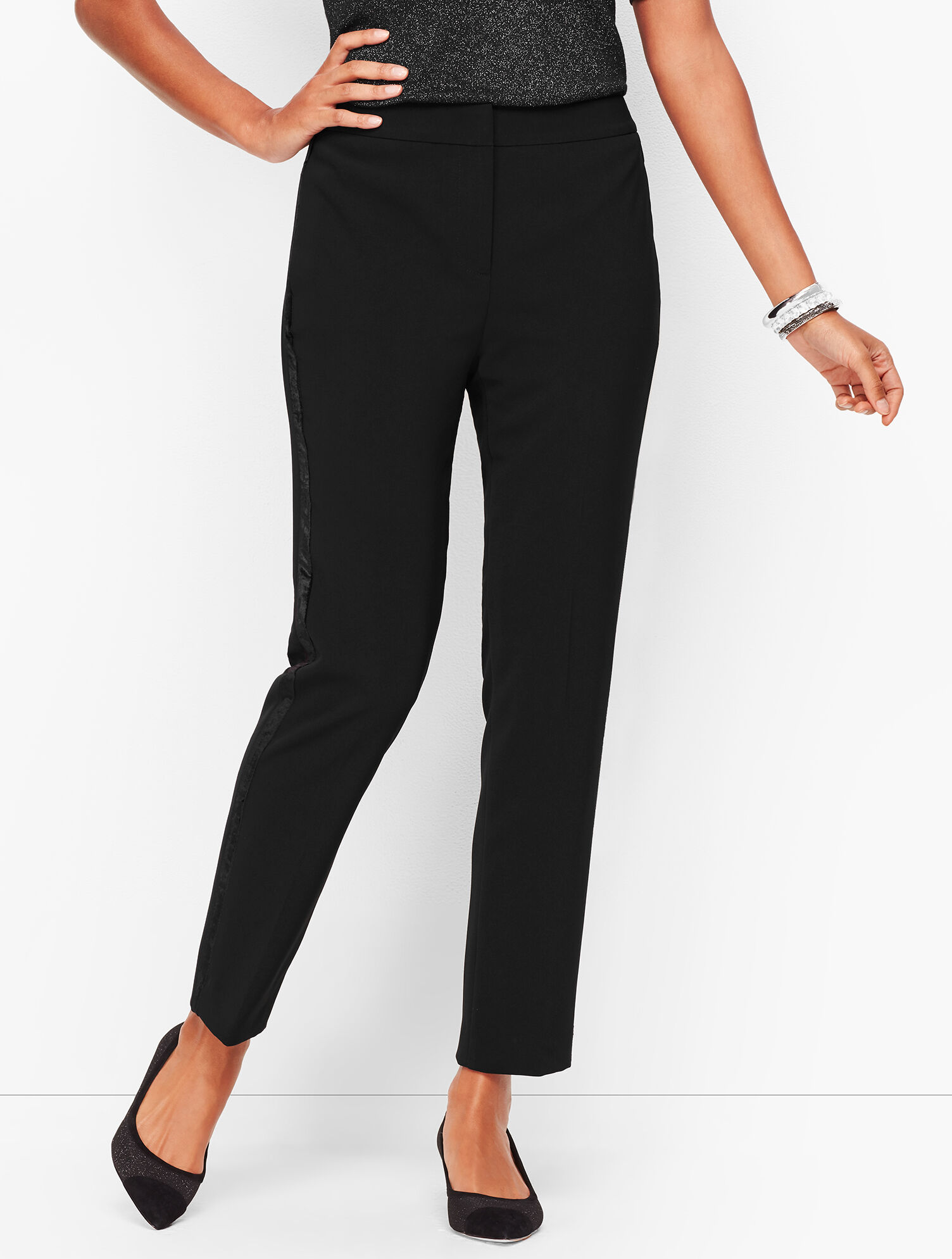Stretch Crepe Tuxedo Pants | Talbots