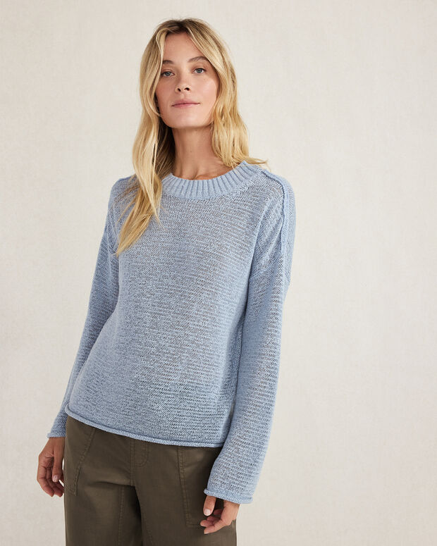 Organic Cotton Linen Tape Yarn Crewneck Sweater