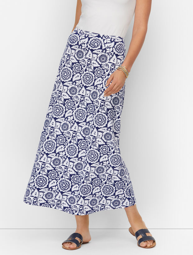 Jersey Maxi Skirt - Two-Tone Floral