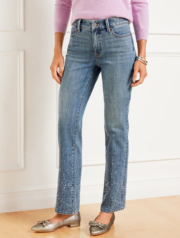 Crystal Hem Barely Boot Jeans Riley Wash Talbots