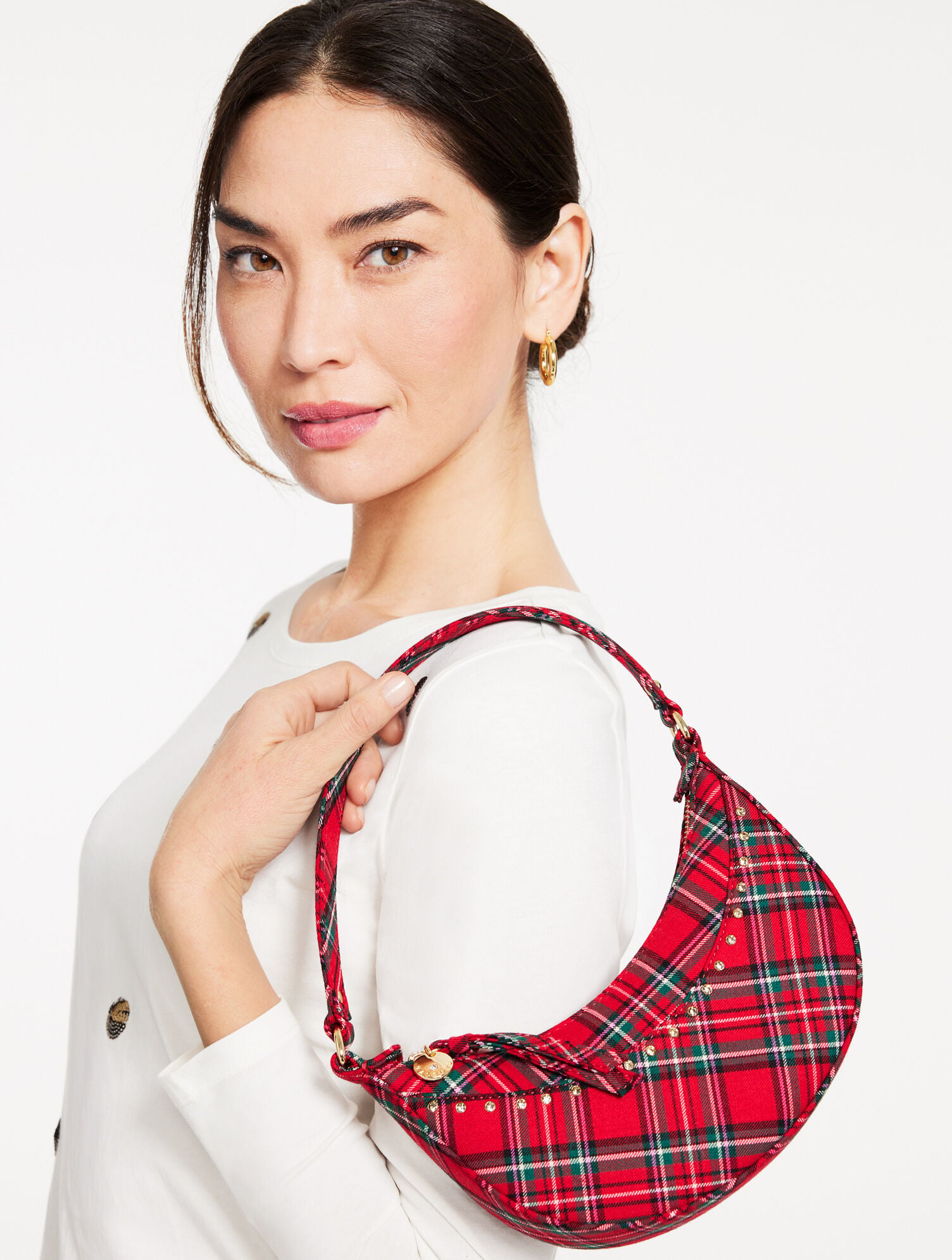 Cider Plaid Crescent Bag