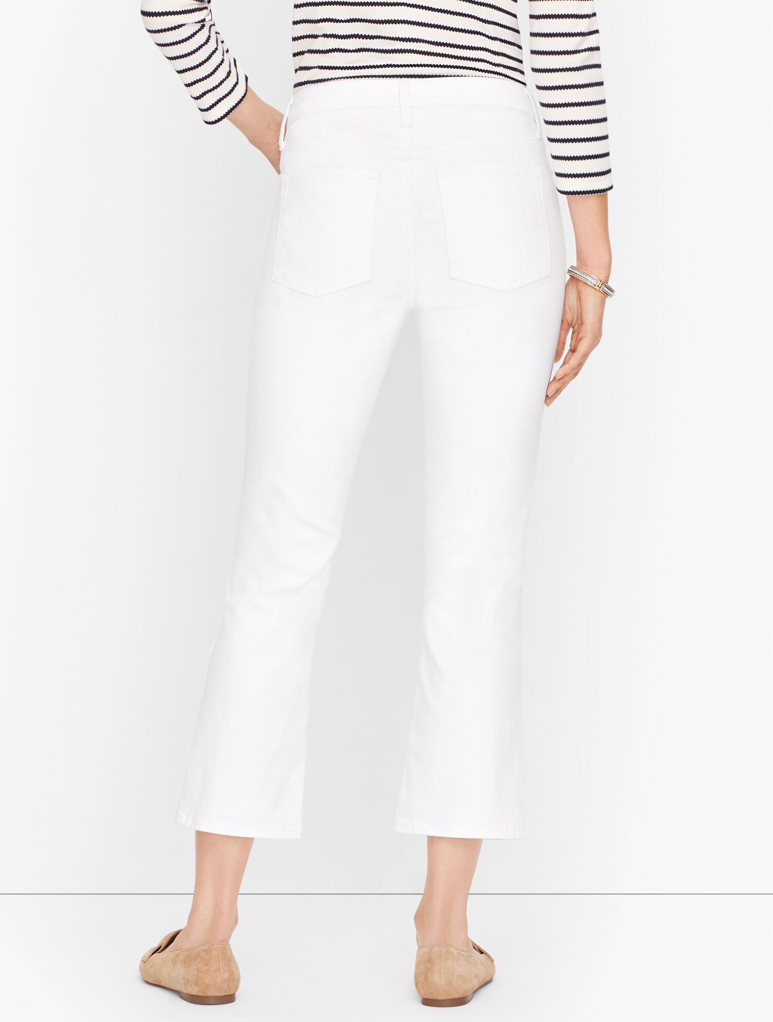 Crop Flare Jeans - White