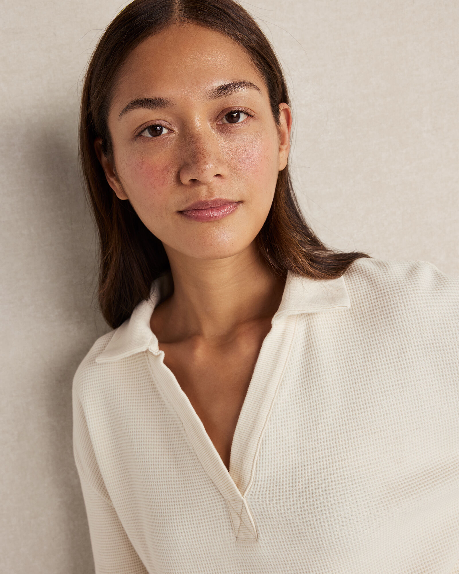 Organic Cotton Waffle Johnny Collar Top - image 3