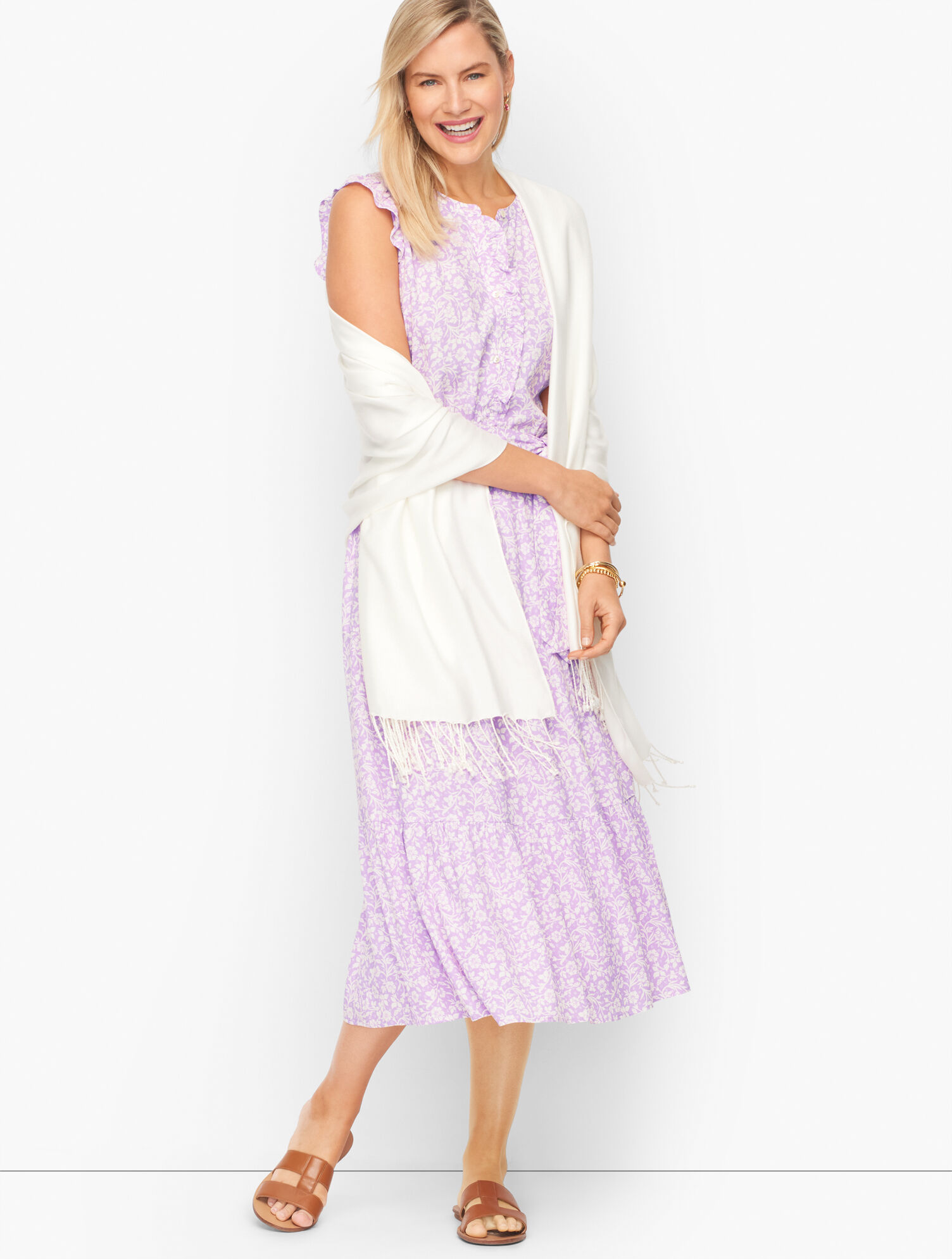 Tiered Midi Dress - Floral Vines | Talbots