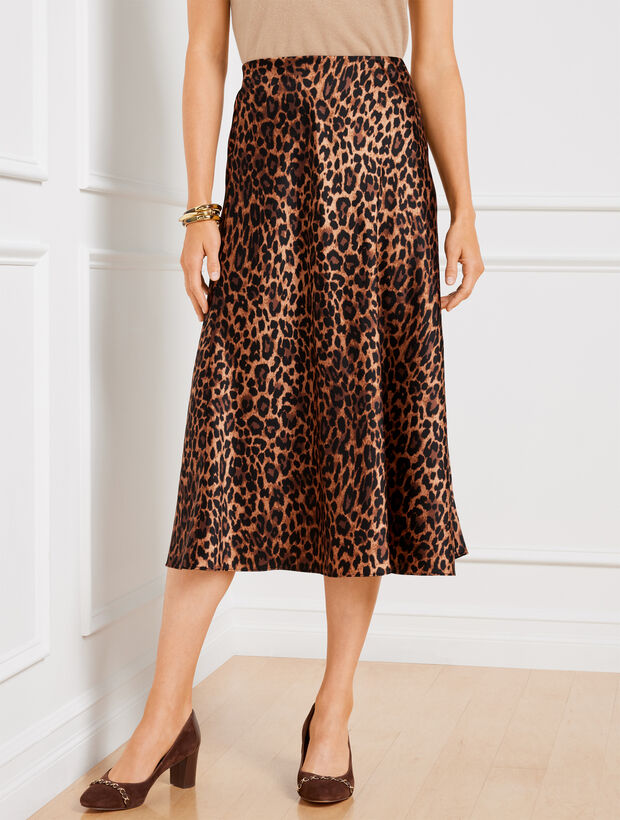 Satin Midi Skirt Leopard Talbots