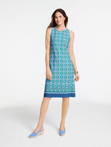 Effortless Jersey Sleeveless Shift Dress - Medallion Border