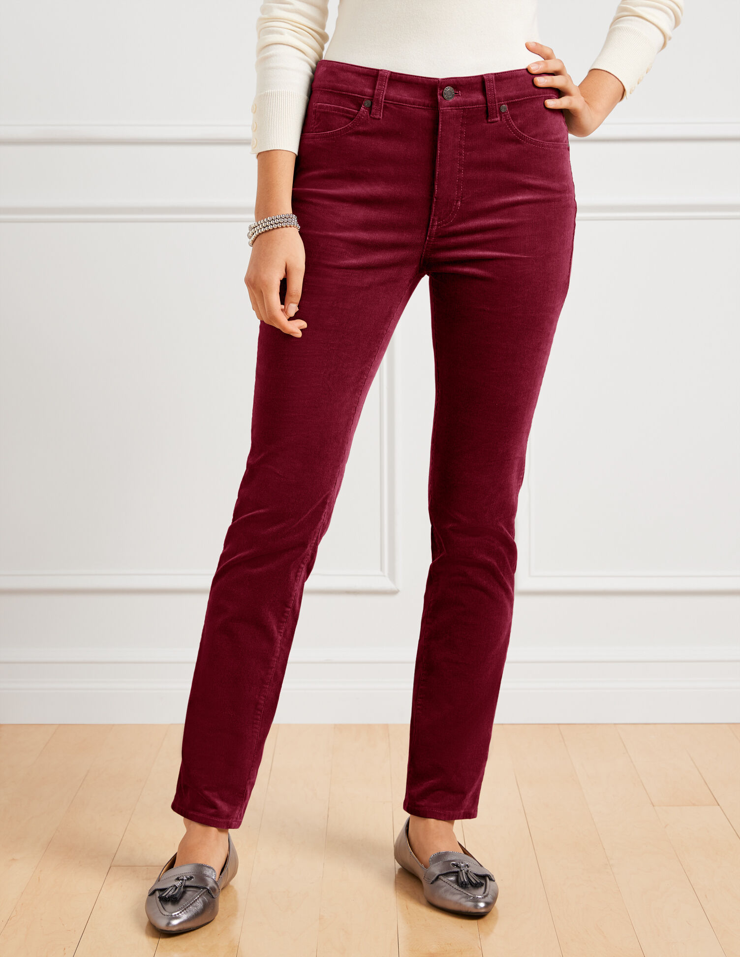 Stretch Corduroy Straight Leg Pants