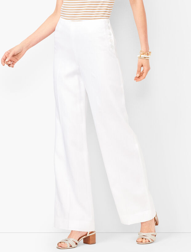 Linen Palazzo Pants - Lined White