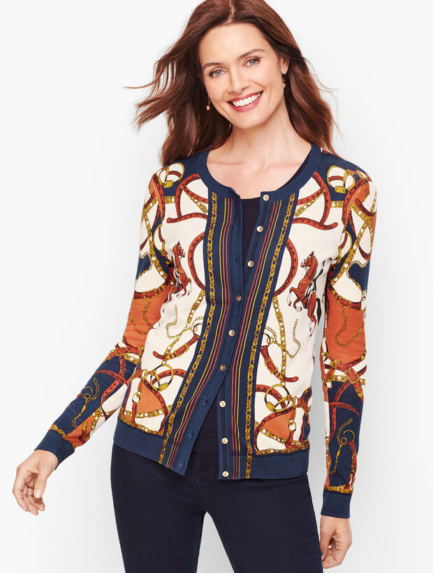 Charming Cardigan - Equestrian Print