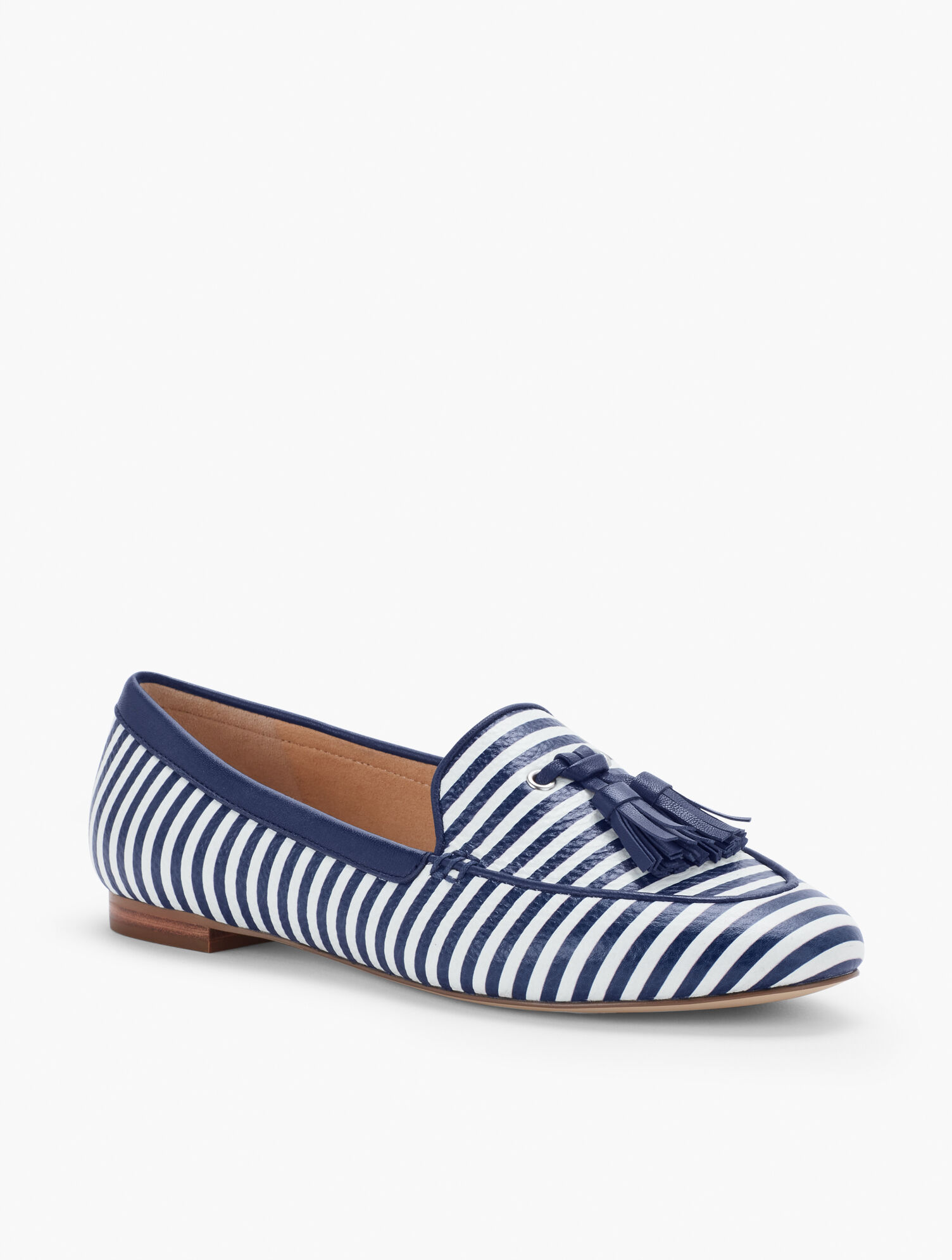 Ryan Tassel Pebbled Leather Loafers - Airy Stripe