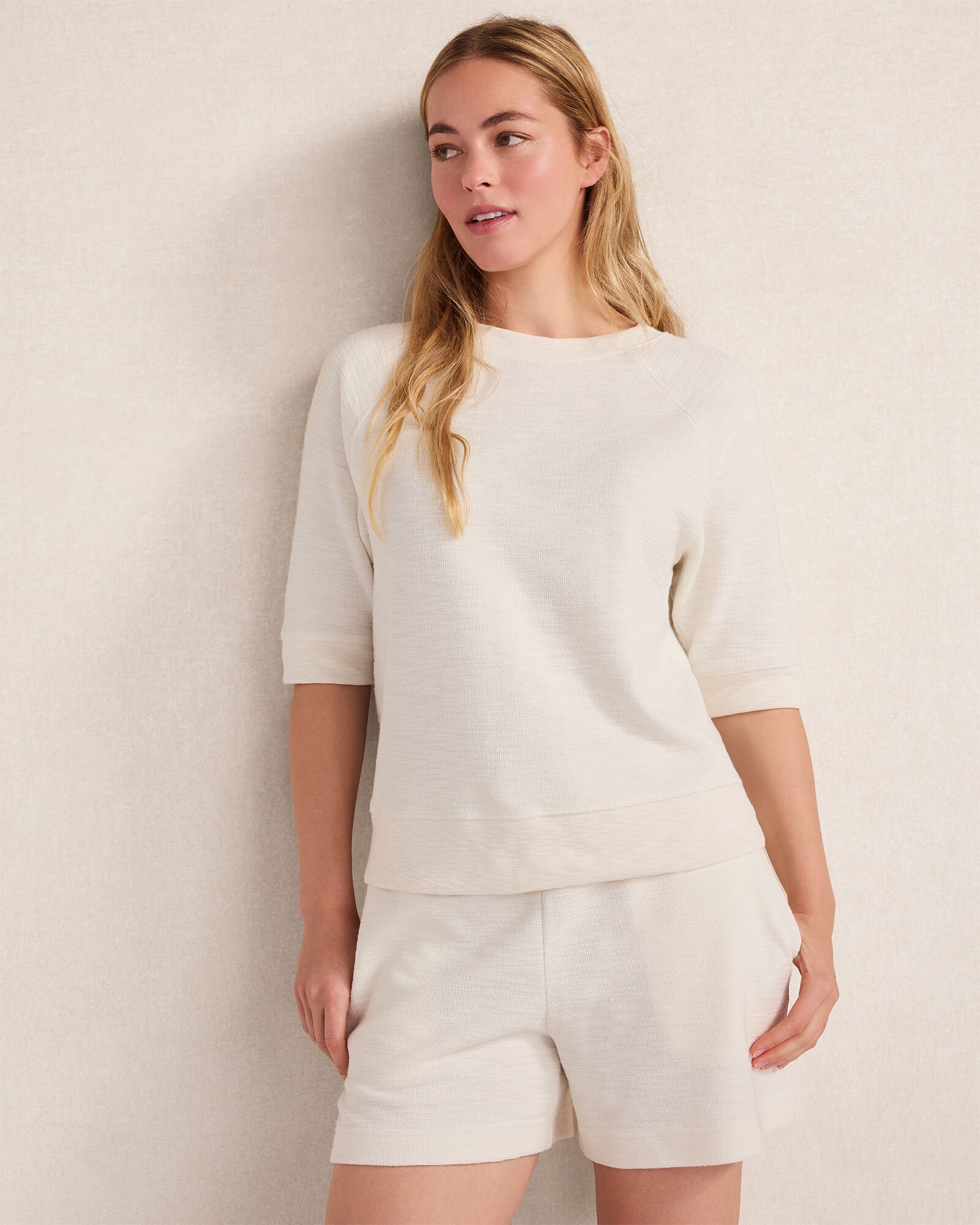 Organic Cotton Blend Jacquard Raglan Tee