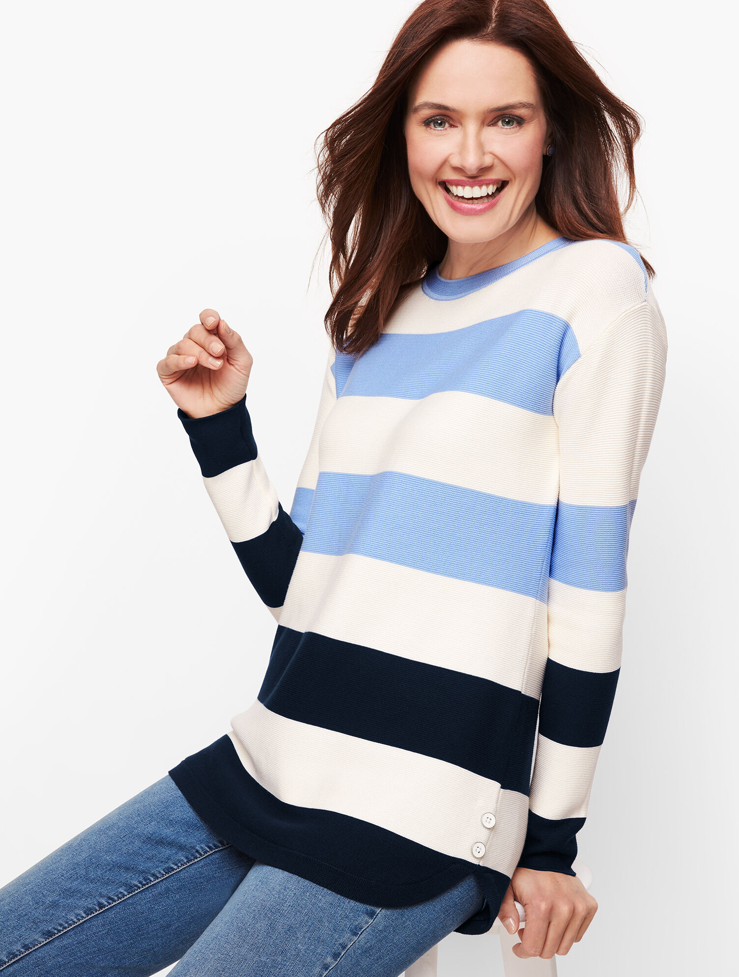 Button Detail Sweater - Stripe