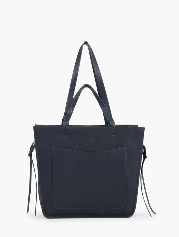 Double Handle Suede Tote With Leather
