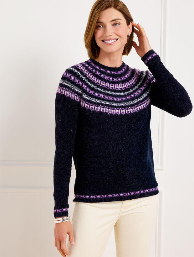 Fair Isle Geometric Yoke High Neck Sweater main image 1