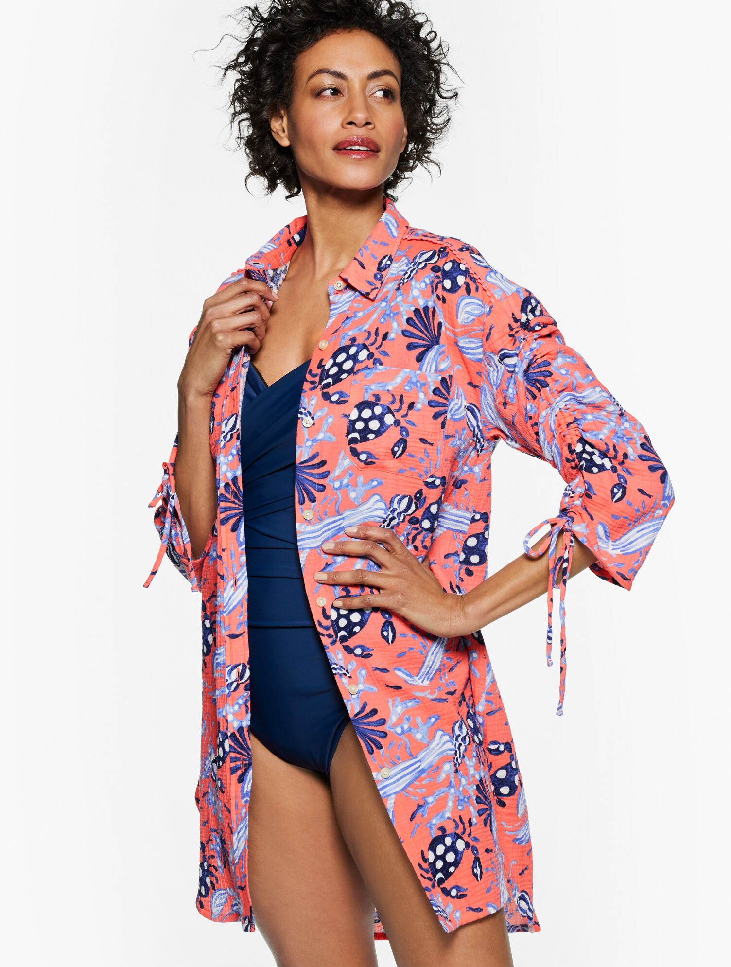 Crinkle Gauze CoverUp Shirt Underwater Vision Talbots