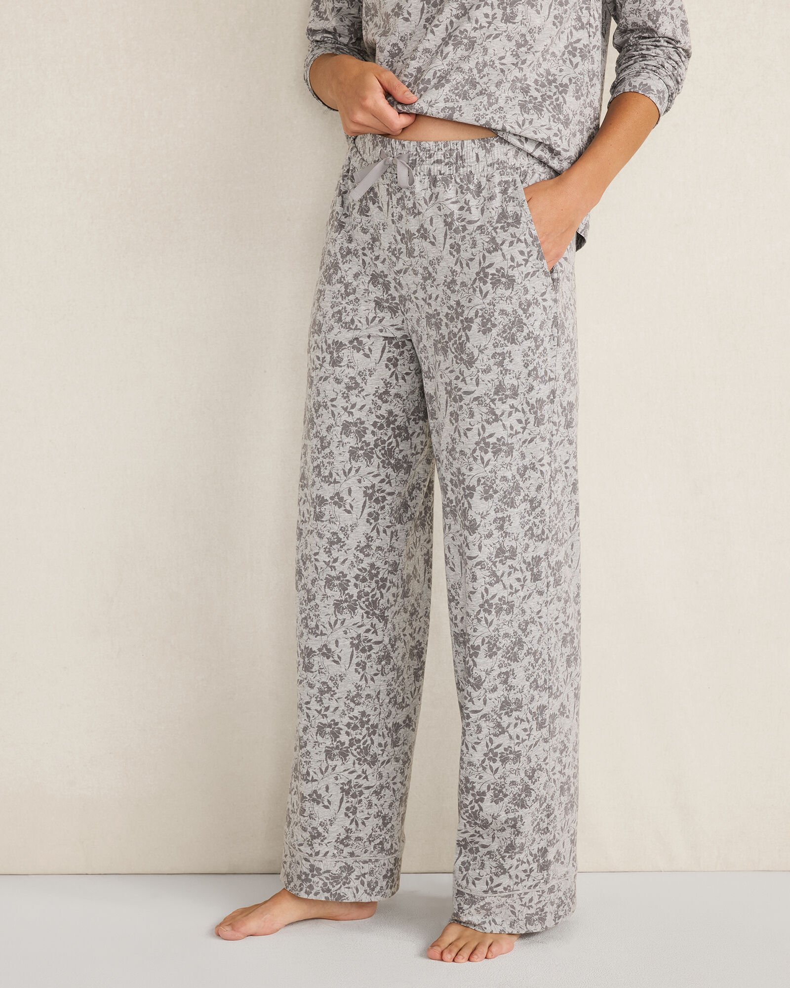 Organic Cotton Jersey Muted Floral Pajama Pants