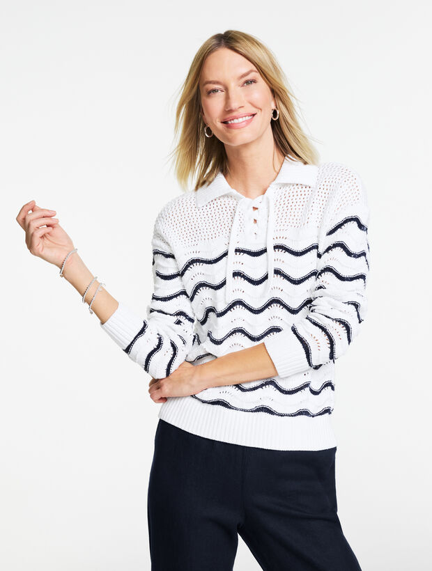 Flame Stitch Johnny Collar Pullover