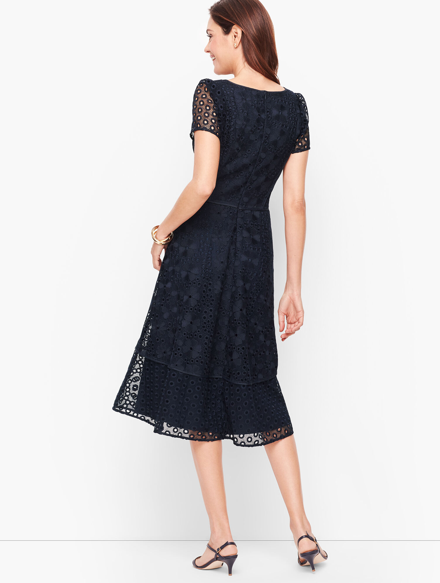 Lace And Eyelet Fit & Flare Dress | Talbots