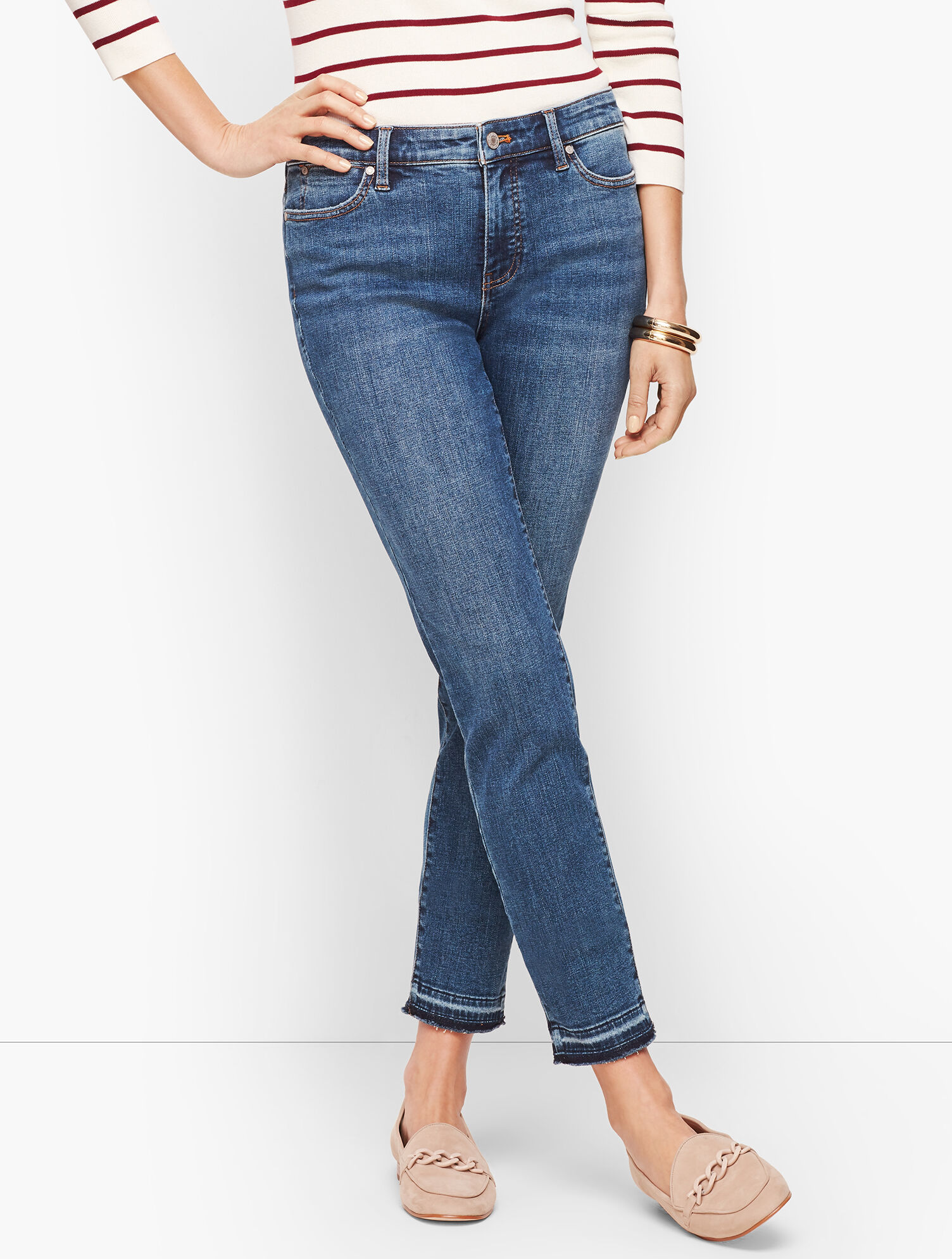 Slim Ankle Jeans - Dropped Hem - Conklin Wash