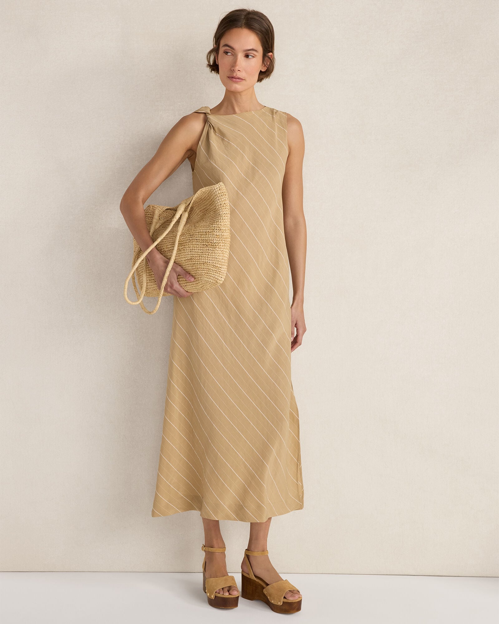 linen blend maxi dress Easy Love Natural / S this elegant piece is ideal as a wedding dress. Women's Florals in Focus Multi