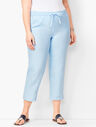 Washed Linen Pull-On Crops