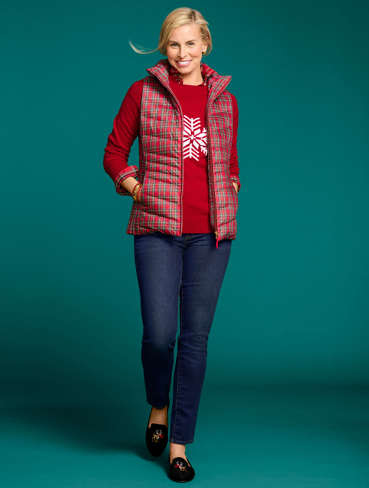 Down-Fill Puffer Vest - Plaid