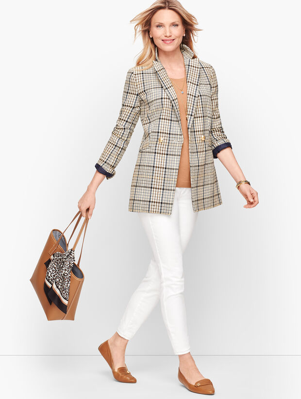 Double Breasted Plaid Blazer