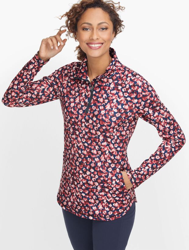 On the Move Floral Half Zip Top | Talbots