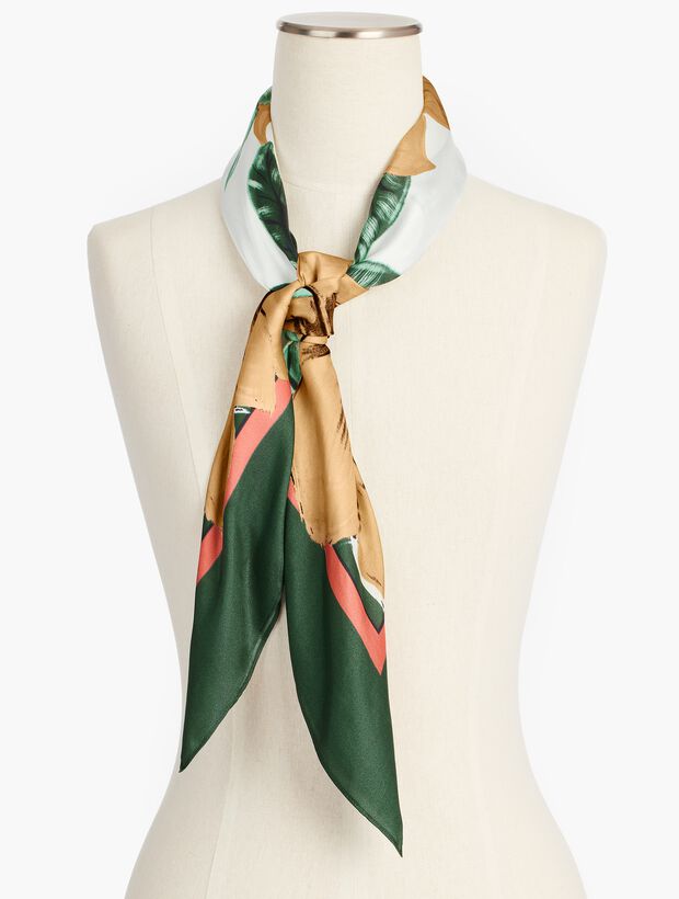 Floral and Birds Silk Scarf