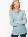 Heathered Drawstring Cowlneck Pullover