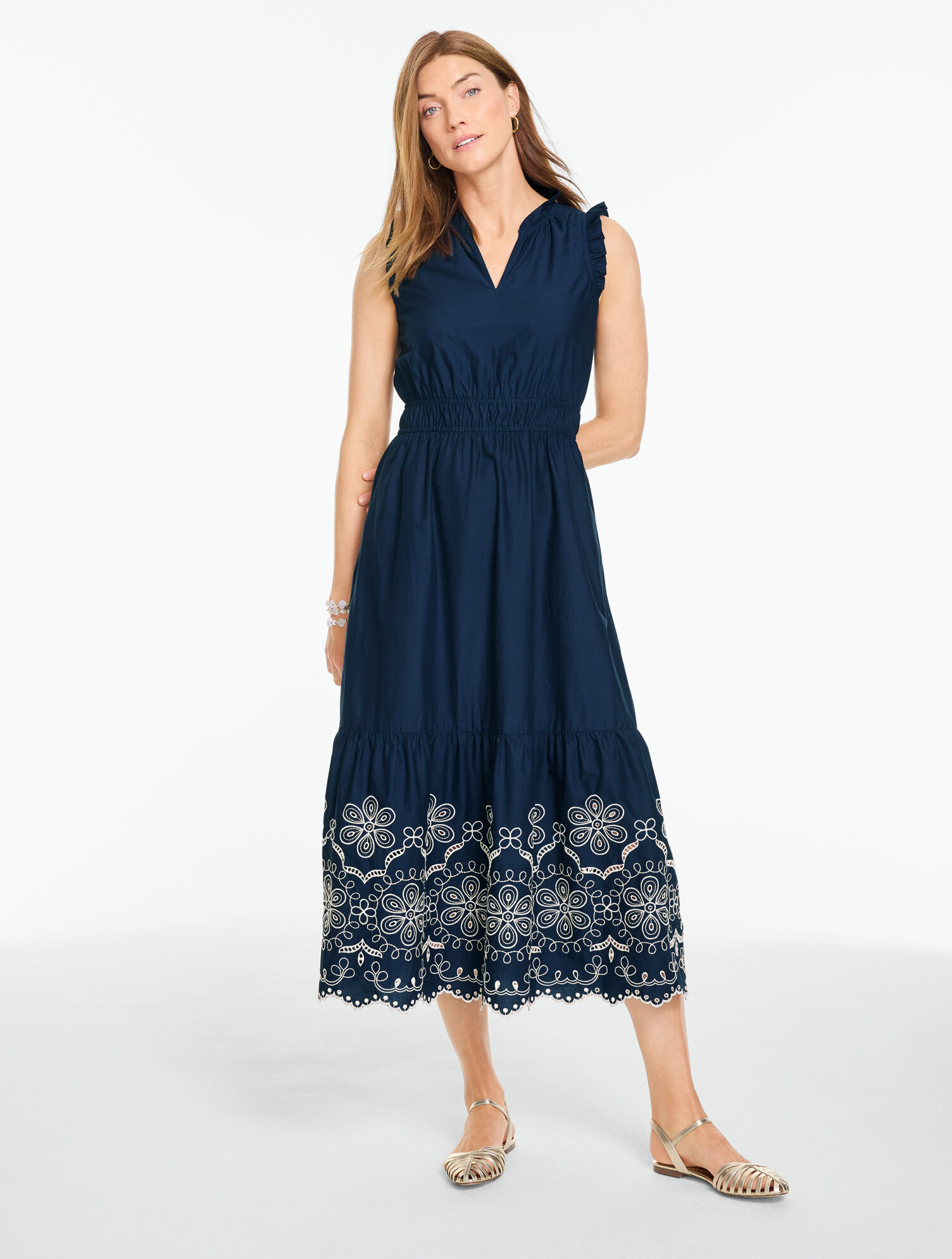 Eyelet Poplin Fit &amp; Flare Dress