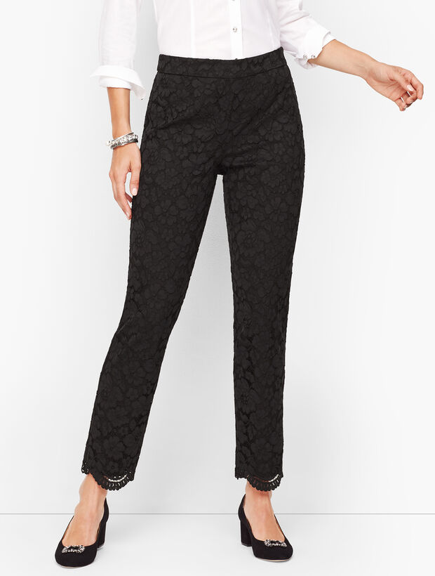 Floral Lace Tailored Ankle Pants