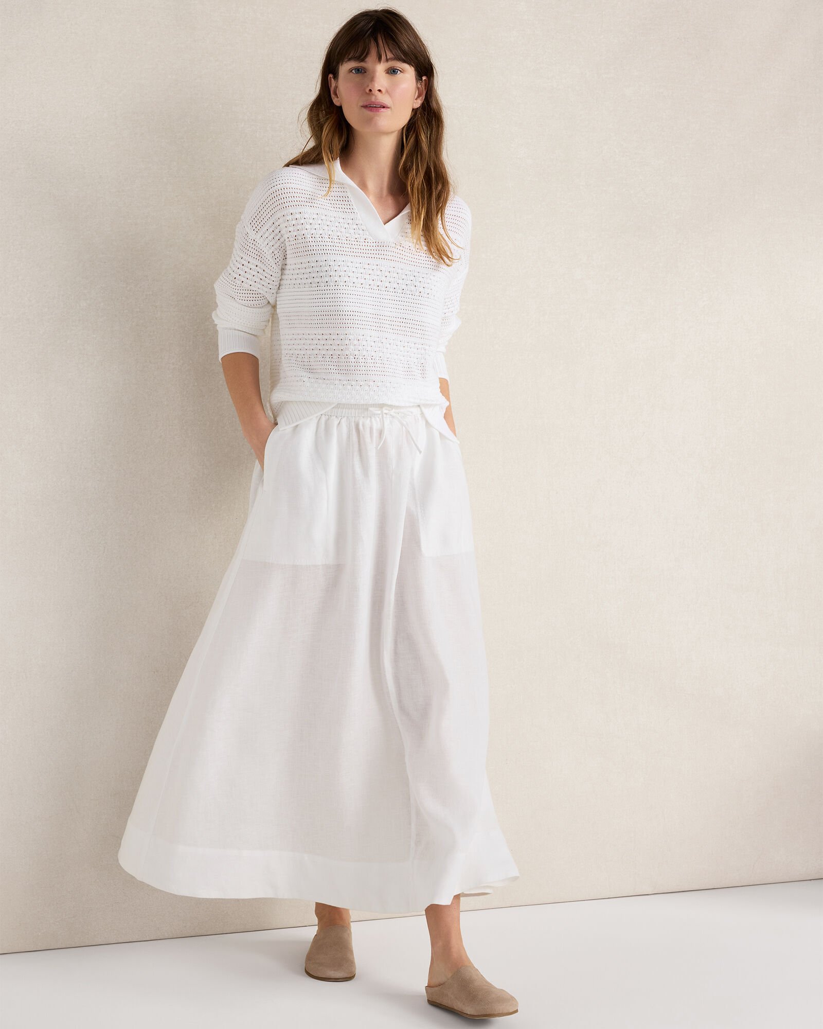 Cotton Mixed Stitch Johnny Collar Sweater
