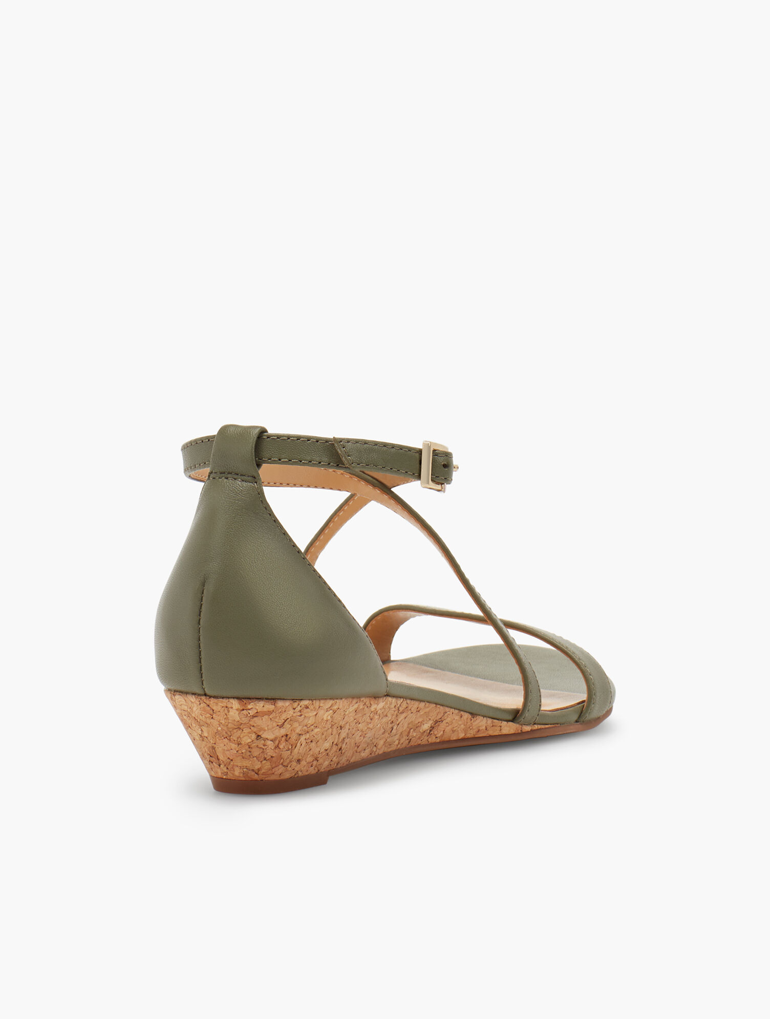 Capri Cross-Strap Mini-Wedge Sandals - Nappa Leather