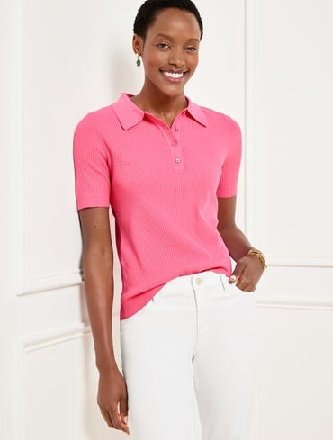 Ribbed Polo Sweater