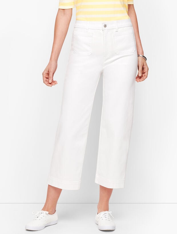 Wide Leg Crop Jeans White Curvy Fit Talbots